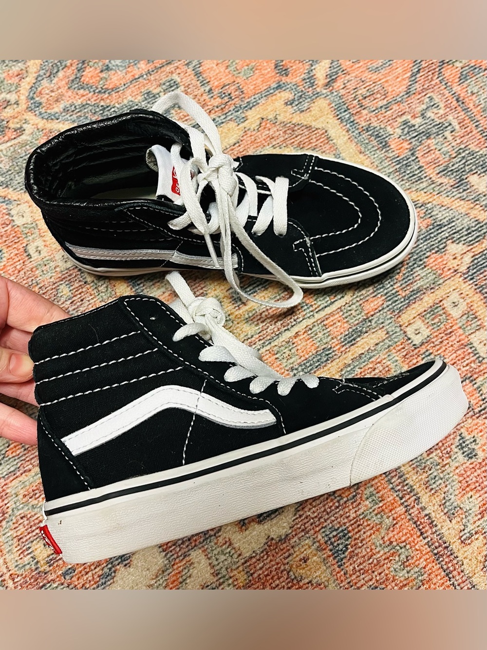 Vans Kids Black & White High-Top Skate Sneakers